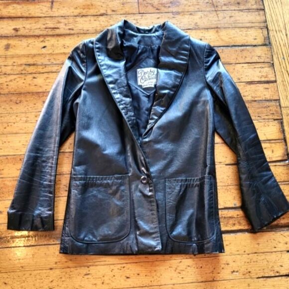 Vintage Jackets & Blazers - Dorby Casuals New York Vintage Genuine Leather Jacket Black Size 5/6